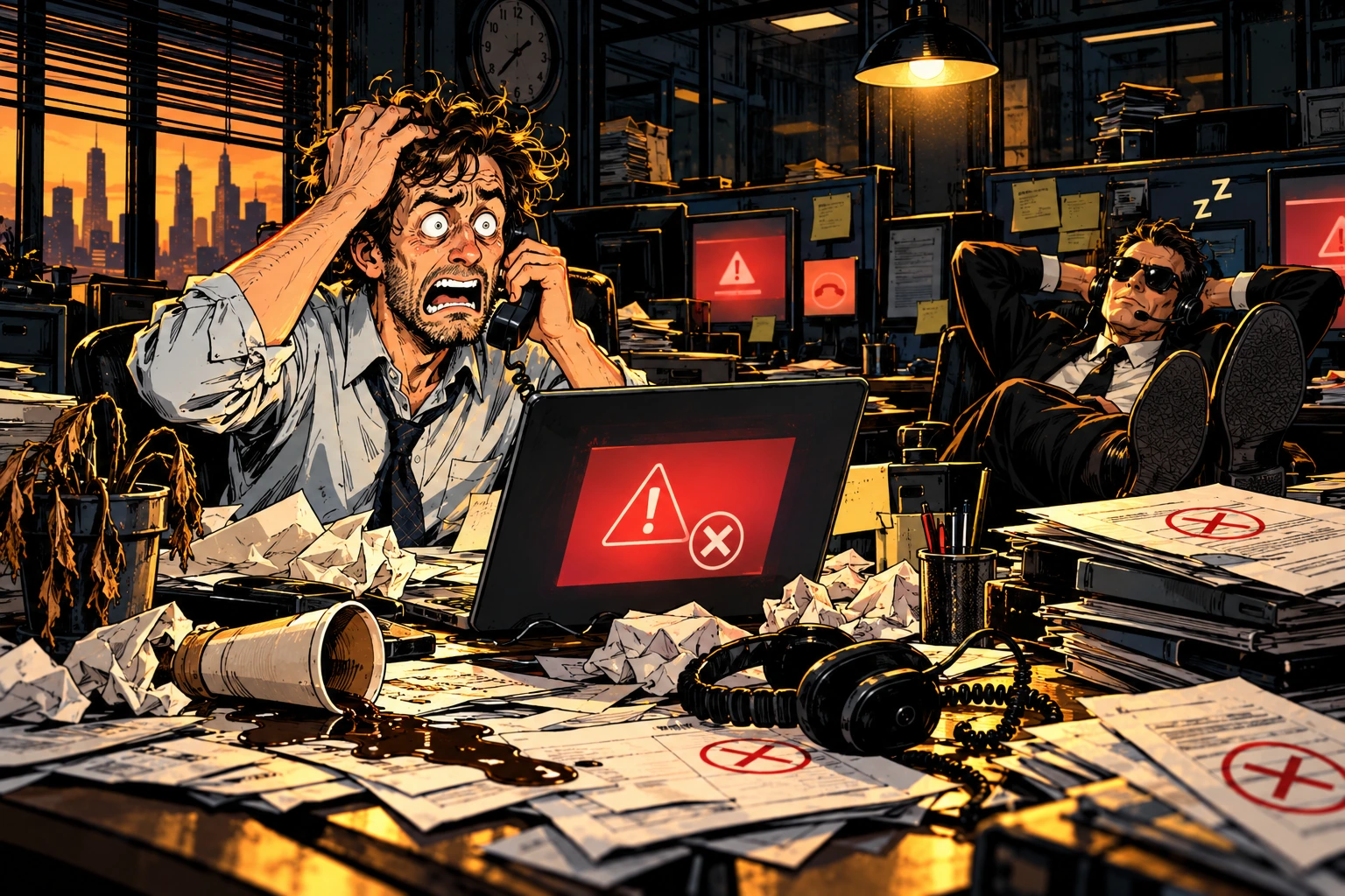 Comic illustration for failed business service